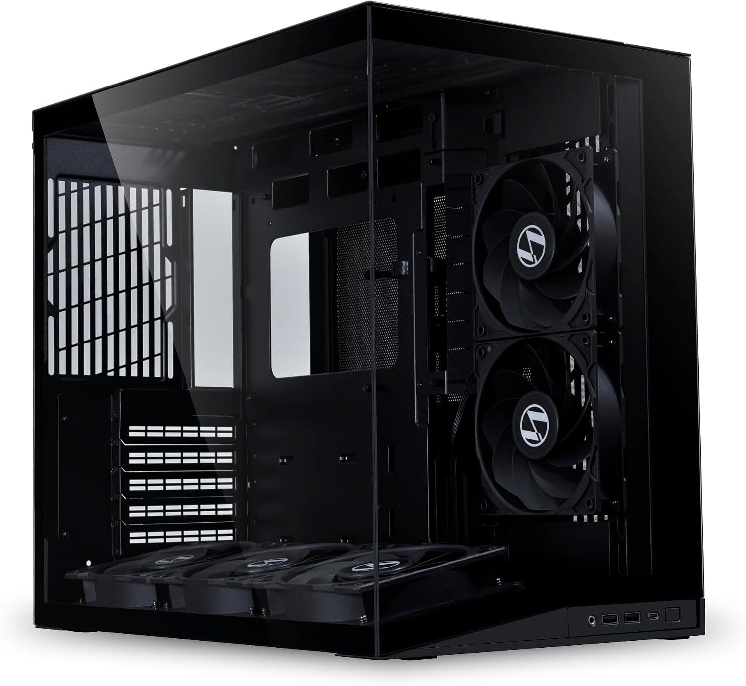 LIAN LI O11D MINI V2 Flow | Compact ATX Mid-Tower Airflow Computer Case | Panoramic View | High-Performance Airflow | Includes 5 x 120mm Reverse Blade Fans | Cable Management | Black O11DMIV2FX