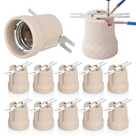 DOITOOL 12 Pcs E27 Lamp Holder - Thick Ceramic Edison Screw Bulb Socket