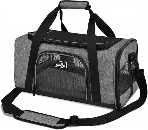 Wakytu Airline Approved Foldable Pet Carrier for Cats/small dogs, travel