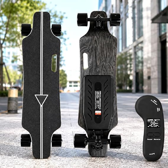 Electric Skateboard/Motorized Cruiser Board with Upgraded LED Remote – 700W Brushless Motor, 25 or 50 km/h Top Speed, 15-30km Range (Optional), 4-Gear Braking Single-Drive-30km