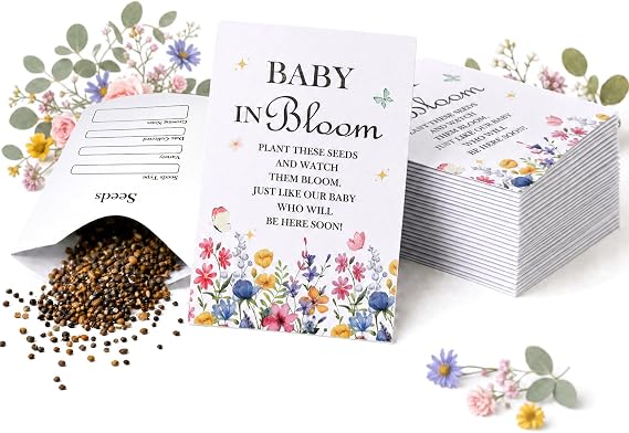 Baby in Bloom Seed Packets 50PCS, Baby Shower Favours Gifts