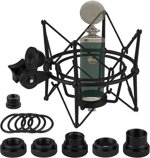 GEEKRIA for Creators Microphone Shock Mount Compatible with Blue Ember, Bluebird SL, Spark SL, Baby Bottle SL & Kiwi, Anti-Vibration for Podcast, Streaming, Studio Recording (Black)