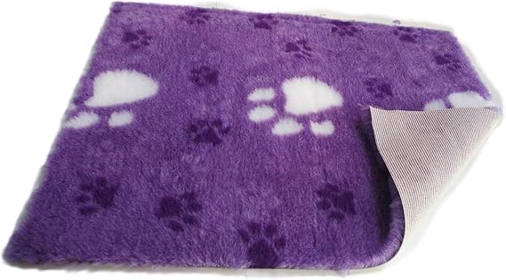 Purple Large White Paw High Grade Vet Bedding Non-Slip back Bed Fleece for Pets