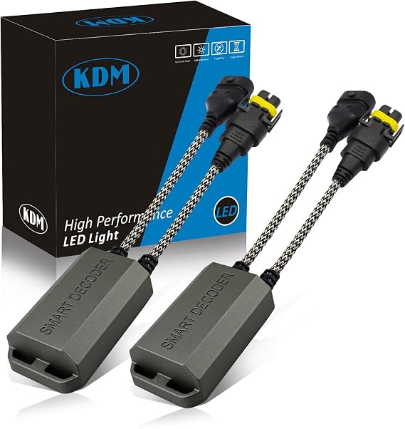 KDM H8 LEDライトデコーダーCanbus、ちらつき防止エラーフリーロード抵抗ハーネス、LED警告キャンセラー抵抗アダプター、2パック