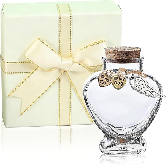 Pet Hair Memorial Bottle with Gift Box, Dog Cat Keepsake Memorial Urn