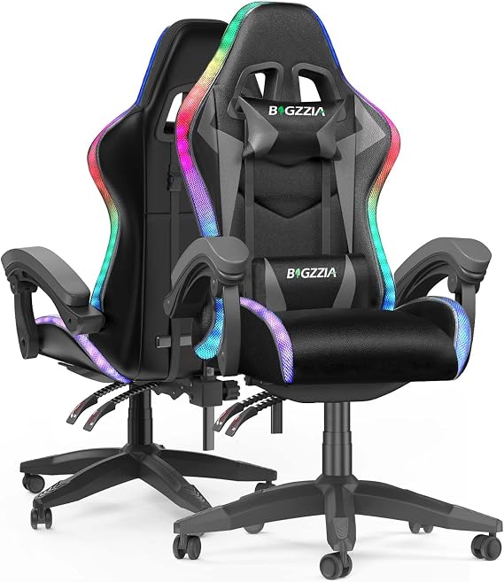 Racingreat RGB Gaming Chair with Led Lights(With RGB, Grey)