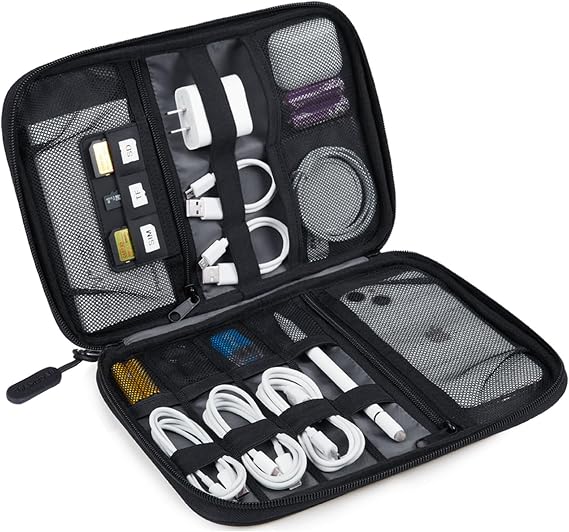 BAGSMART Electronics Case - Universal Travel Case - Electronics Accessory Organizer - Black - 6.5 x 9 x 0.8 inches