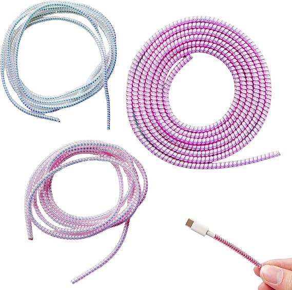 3 Pcs Spiral Cable Protector Sleeves for Phone Charger USB Cable