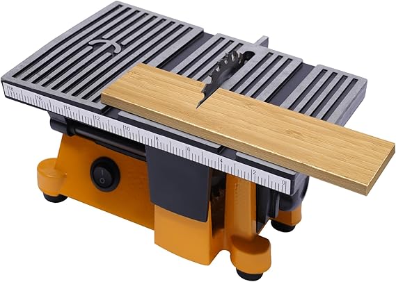 Mini Table Saw Cutting Machine, Desktop Miniature Bench Saw with 3 Blades, Adjustable Angle, Electric Cutter Saw for DIY Woodworking and Crafts, 5/8" Cut Depth, 4500RPM