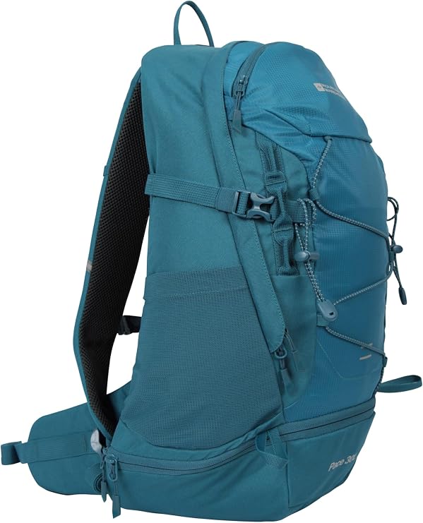 Mountain Warehouse Pace 30L Water-Resistant Rucksack | Multi-Pocket, Durable & Hydration Compatible Backpack, Airflow Back System with Packaway Rain Cover For Travelling & Hiking