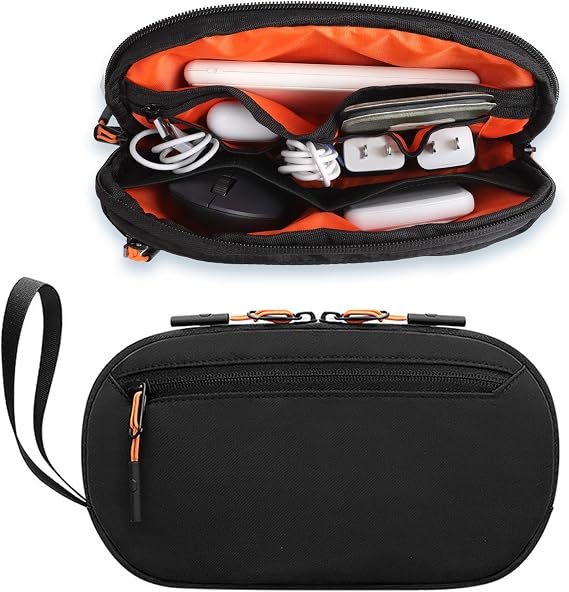 Teskyer Travel Cable Organizer - Portable, Waterproof, Compact Design, Travel Organizer, Travel Accessories, 23 x 13 x 5 cm, Black