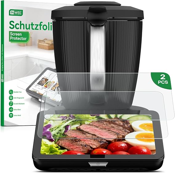 Screen Protector for Thermomix TM7 2 Pieces | 9H Tempered Glass Screen Protector | Anti-Scratch and Anti-Fingerprint Ultra Transparent | Bubble-Free Installation, Installation Kit Included