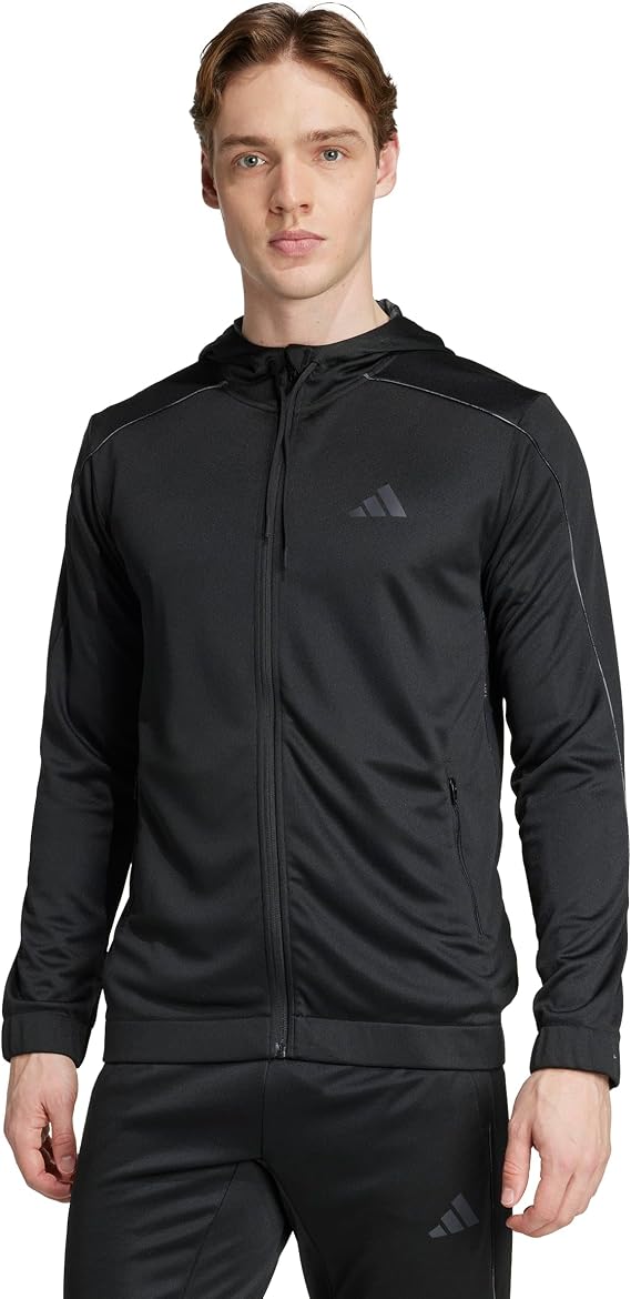 adidas Men's TRAIN ESSENTIALS SEASONALS FULL-ZIP HOODIE
