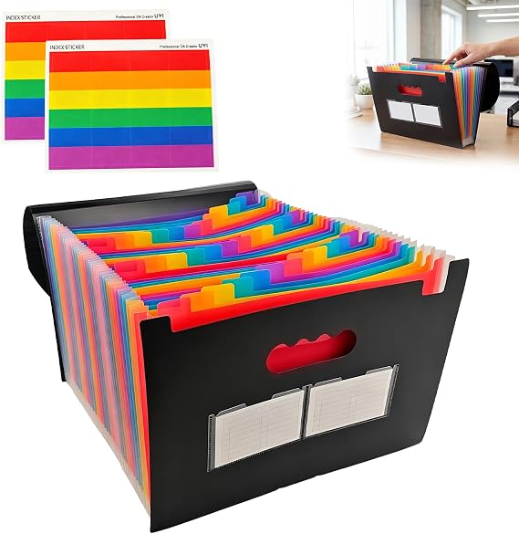 A4 Accordion Document Sorter, A4 File Folder with 37 Pockets, File Box for Organizer Documents Paperwork Receipts, Home, Office, School