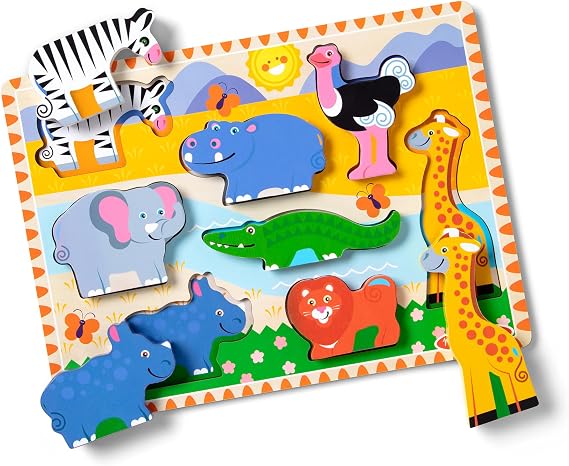 Melissa & Doug 13722 Ahşap Tombul Yapboz, Safari