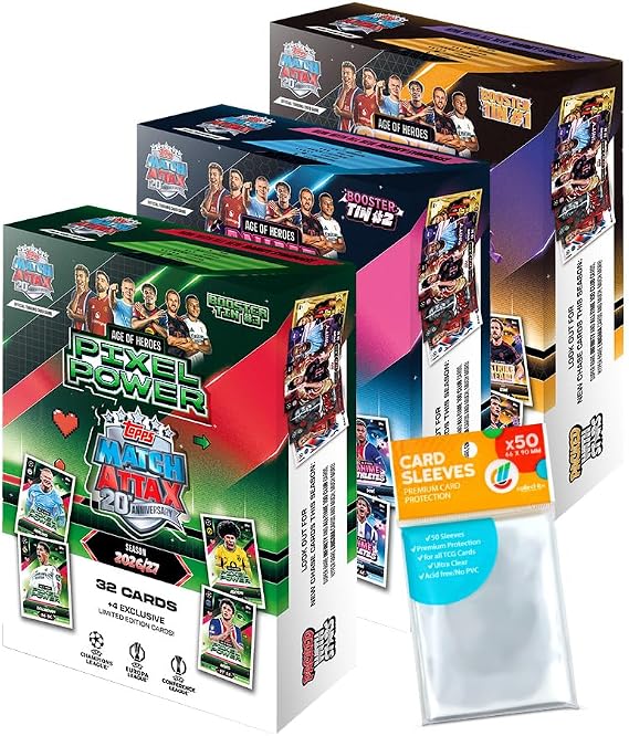 Bundle with UCC Match Attax Champions League 2026/27 Trading Cards - All 3 Different Mini Tin Boxes + Exclusive Collect-it Cases