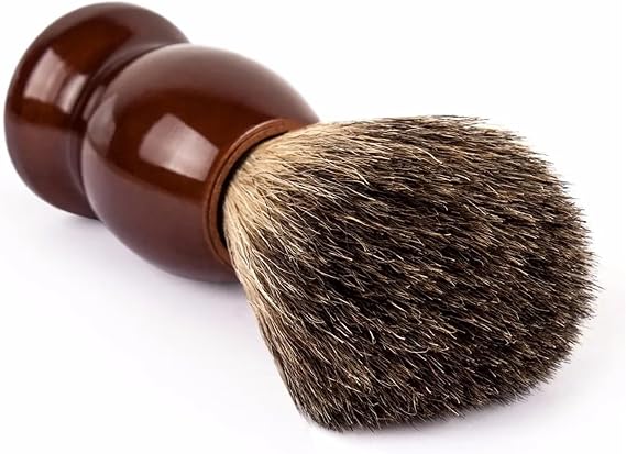 Wooden Handle Pure Badger Hair Shaving Brush, Classic Fit for Double Edge Safety Straight Razor Compatible with Qshave