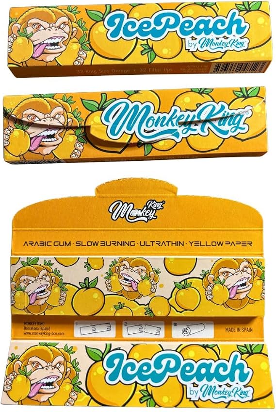 10 x Monkey King Ice Peach - Kingsize Papers and Tips - Touch and Smell