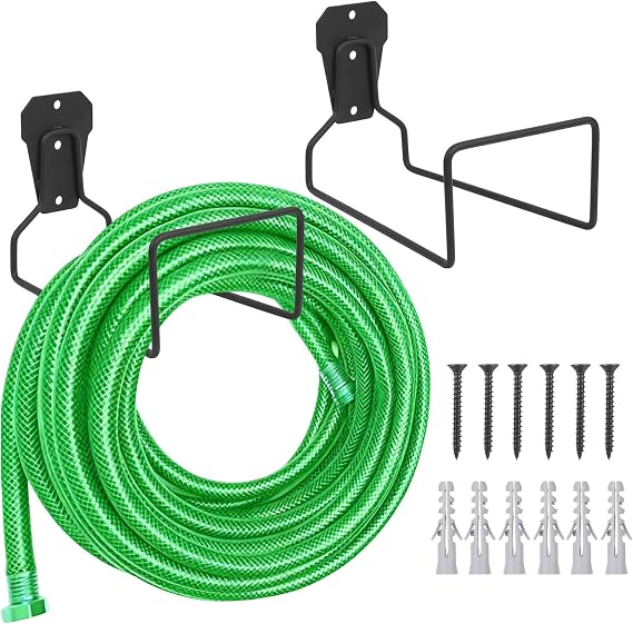 Garden Hose Holder, 2 PcsHose Pipe Holder, Wall Mounted Garden Hose Wall Bracket, Garage Storage Hook, Metal Heavy Duty Pipe Hooks, hHose Hanger for Extension Cords Tube Vacuum Hoses Storage