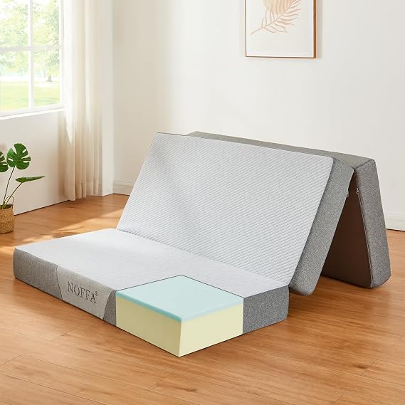 Folding Mattress King,Tri-fold King Size Mattress with Two layer Memory Foam,Foldable Floor Mattresses 5FT Futon Mattress for Camping,Travel,Bed,with Removable Cover(150x200x15cm) 5FT