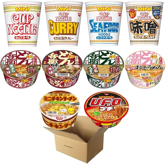 Mini Cup Noodles, Assorted, 10 Types, PSJ Variety Box Nisshin Cup Noodle, Curry, Seafood, Miso, Donbee, Bonito Udon, Duck Douchi Soba, Hot Tsuyu Somen, Tempura Soba, Chicken Ramen, UFO Cup Yakisoba, Couples Ramen, Soba, Udon, Somen, Assorted Large Capacity Nissin