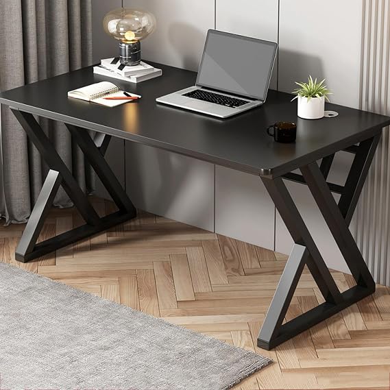 Industrial Desk, Modern Simple Computer Desk with Metal Legs Student Study Table & Cpmputer Workstations(120CM, Black)