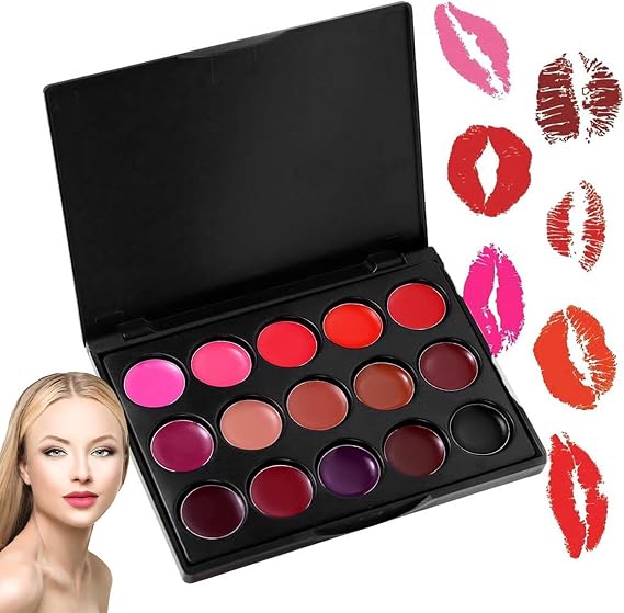 Matte Lipstick Palette | 15 Color Waterproof Lip Gloss Makeup Set, Smooth Pigmented Lip Colors, Long Wear Cosmetic Kit, nonstick, waterproof |