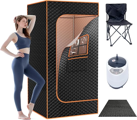 Steam Sauna 1200W/3L, Remote/Timer, Chair+Mat, Deep Sweat+Relax 90×90×180cm