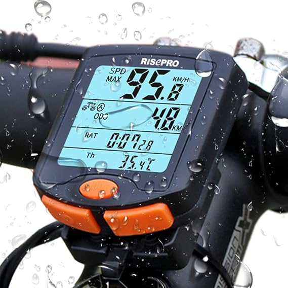 Wireless Bike Computer Waterproof Multifunction Bike Computer with Backlit LCD Display for Speed and Distance Tracking