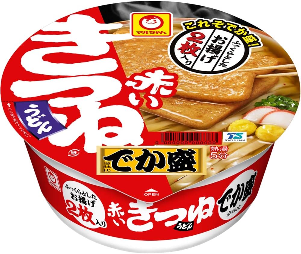 Maruchan マルちゃん Aka Ikitsuned Udon 赤いきつねうどん Dekamori でか盛 East 東 136g × 12 pieces Cup Noodle Udon with 2 fried tofu pieces  Kanto-style dashi Cup Udon Large Serving Box Purchase Toyosuisan