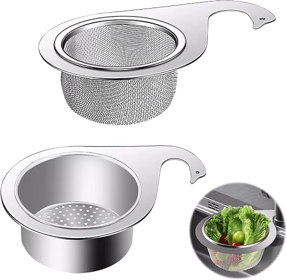Kitchen Sink Strainer Multifunctional Drain Basket Strainer Basket Sink Stainless Steel Corner Sink Strainer Sink Strainer Basket for Filter Kitchen Waste and Wash Vegetables Fruits