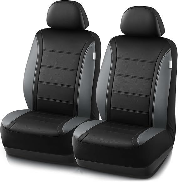 Road Comforts レザーシートカバー 通気性 カーシートカバー フロントシート エアバッグ対応 自動車用シートカバーセット ほとんどの車、バン、トラック、SUVにユニバーサルフィット