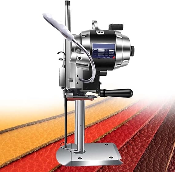 Electric Leather Cutting Machine, 1100W/1200W Vertical Straight Knife Fabric Cutter for Thick Materials, Garments and Leather with LED Light