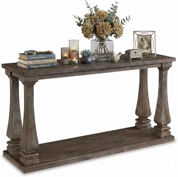 Signature Design by Ashley - Johnelle Console Table, Weathered Gray Wood