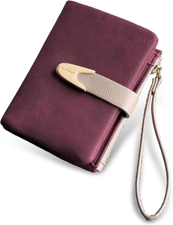 Wallets for Women RFID Small Compact Bifold Short Wallet, Ladies Wristlet Zipper Coin Purse