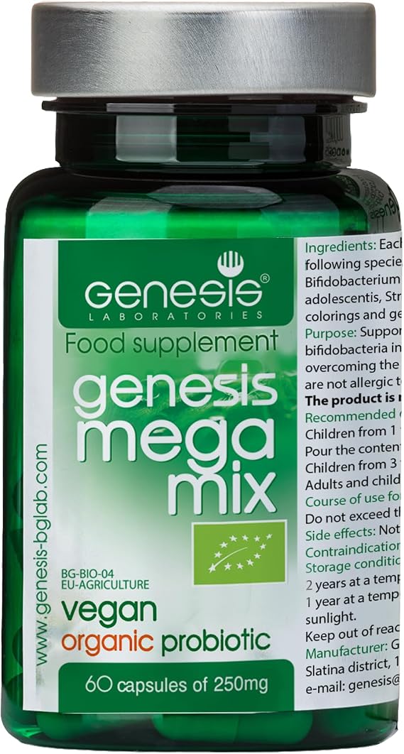 Bio Probiotic Supplement 60 Capsules with Bifidobacterium and Lactobacillus spp. 250 mg MegaMix Immune Support Acidophilus Probiotics for Digestive Health Gut Restore Probiotic