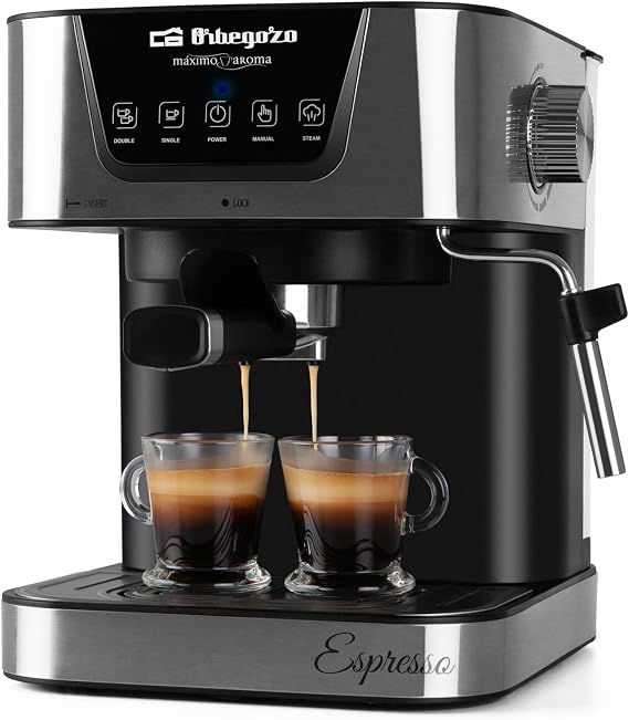 Orbegozo EX 6000 Espresso machine, 1050 W, 1.5 L, 20 bar, Silver [Energy Class A+]