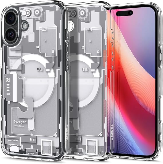 Spigen iPhone 16 Plus ile Uyumlu MagSafe Kılıf Ultra Hybrid Mag Fit Zero One White - ACS08079