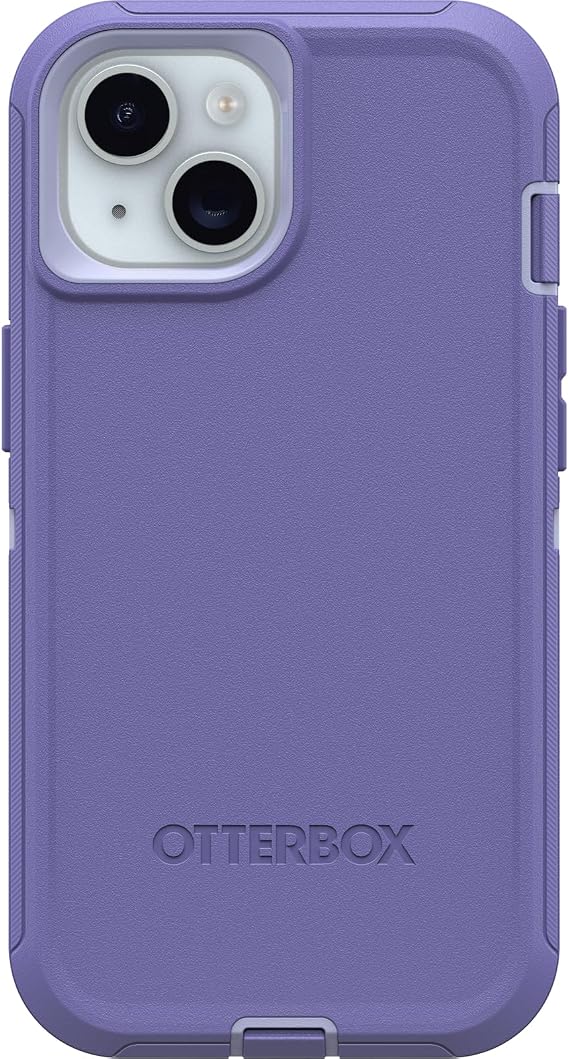 OtterBox iPhone 15, iPhone 14, and iPhone 13 Defender Series Case - MOUNTAIN MAJESTY (Purple), screenless, rugged & durable, with port protection, includes holster clip kickstand