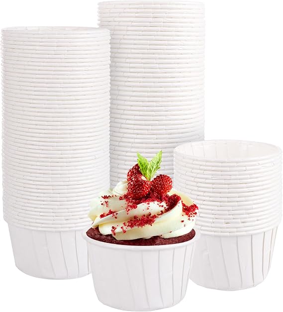 ASelected 100Pcs Cupcake Cups Muffin Cases Greaseproof Cups Disposable Baking Cups for Home Birthday Party Christmas Party Birthday(White)