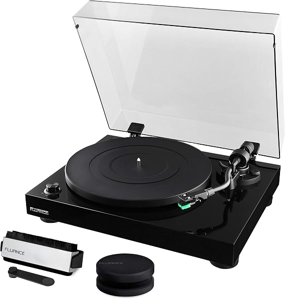 Fluance RT81 Elite High Fidelity Vinyl Turntable Record Player featuring Audio Technica AT95E, Belt Drive, Built-in Preamp with Record Weight and 3 in 1 Stylus and Record Cleaning Vinyl Accessory Kit