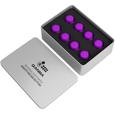 QANBA Gravity KS Mechanical Shafts Silent Pushbutton 30mm Snap-in (Boxed） (Clear Violet D03(8 pcs）)