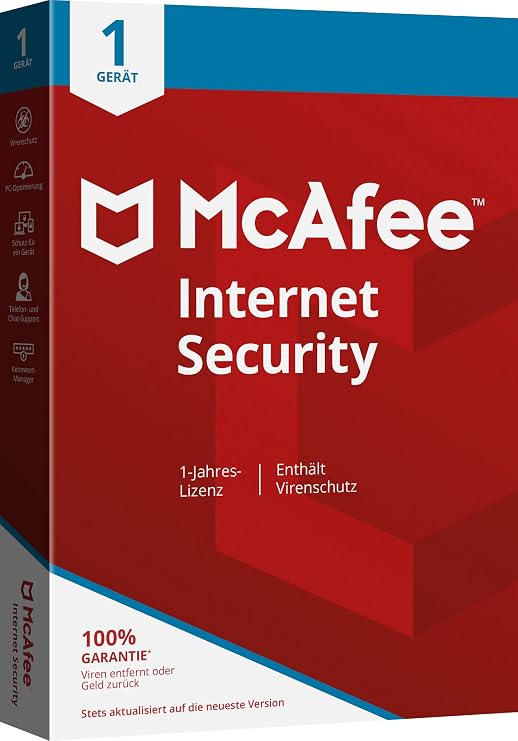 McAfee Internet Security 1-Gerät 1-Jahr Windows/Mac/Android/iOS (Code in a Box)