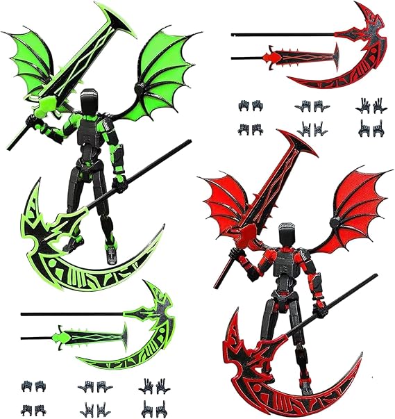 2 Pieces Dummy 13 Action Figures Assembly Completed, 3D Printed Multi-Jointed Movable Joints Robot Robot 13 Stop Motion Figures Desktop Decorations for Game Lovers Man Teens Gift
