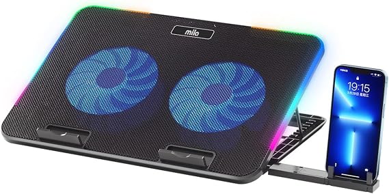 Classone Mila Series M2 R-TYPE RGB Lighted, 2 Large Fans, Phone Stand, 2 USB Notebook Cooler Stand