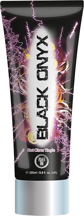 Power Tan Black Onyx Sunbed Tanning Accelerator 250ml Tube – Fast Dark Tan Lotion with Aloe Vera, Vitamin E, Chamomile, Tingle Complex & Hydrating Citrus Scent