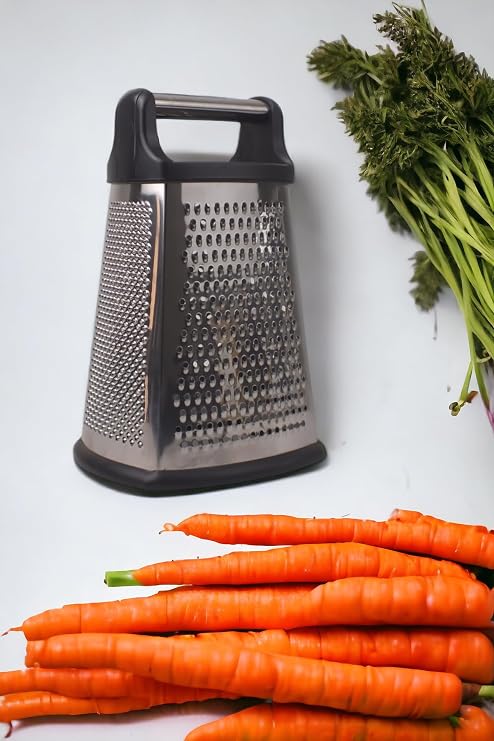 Deconox 4 Taraflı Paslanmaz Çelik Rende, Dikdörtgen Kaydırmaz Tabanlı Tutacaklı Paslanmaz Çelik Rende (22cm*14cm*12cm)