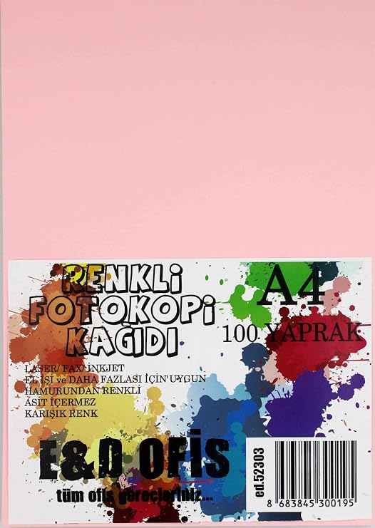 E&D Ofis A4 100 Yaprak 10 Renk Karışık Renkli Fotokopi Kağıdı/ed.53303
