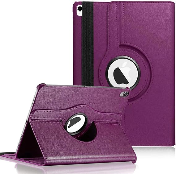 Microsonic Apple iPad 10.Nesil 10.9`` (A2696-A2757-A2777) 360 Rotating Stand Deri Mor [iPad 10.Nesil 10.9 ile Uyumlu Kılıf - Mor]
