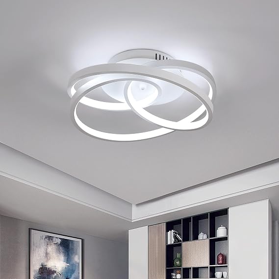 Dorlink LED Ceiling Light, White Round Shape Personality Creative Modern Ceiling Lights, 40W Cool White 6500K Aluminum Light Fittings Ceilings for Bedroom, Hallway, Living Room, Kitchen [Energy Class E]